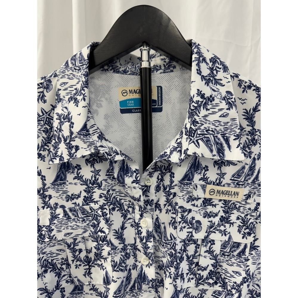 Magellan Outdoors Southern Summer Sailboat Print Fishing Shirt Dress Sz XXL - Picture 3 of 16